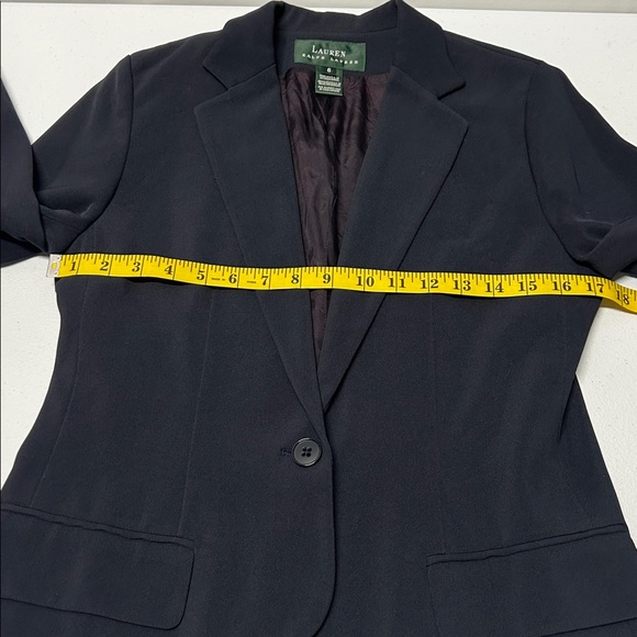 Lauren Ralph Lauren VTG Blazer Women Sz 6 Navy 1 Button Button Cuffs Made in USA - Picture 8 of 9